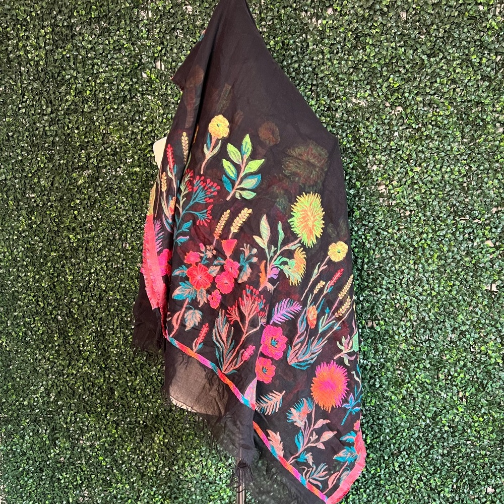 Saachi Psychedelic Embroidered Scarf - Picture 2 of 8